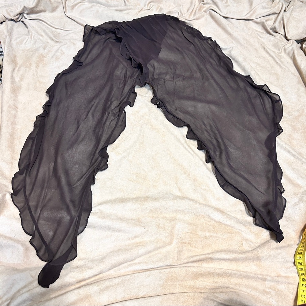 Ralph Lauren Brown 100% Silk Ruffle Edge Scarf & Blouse - Picture 3 of 10
